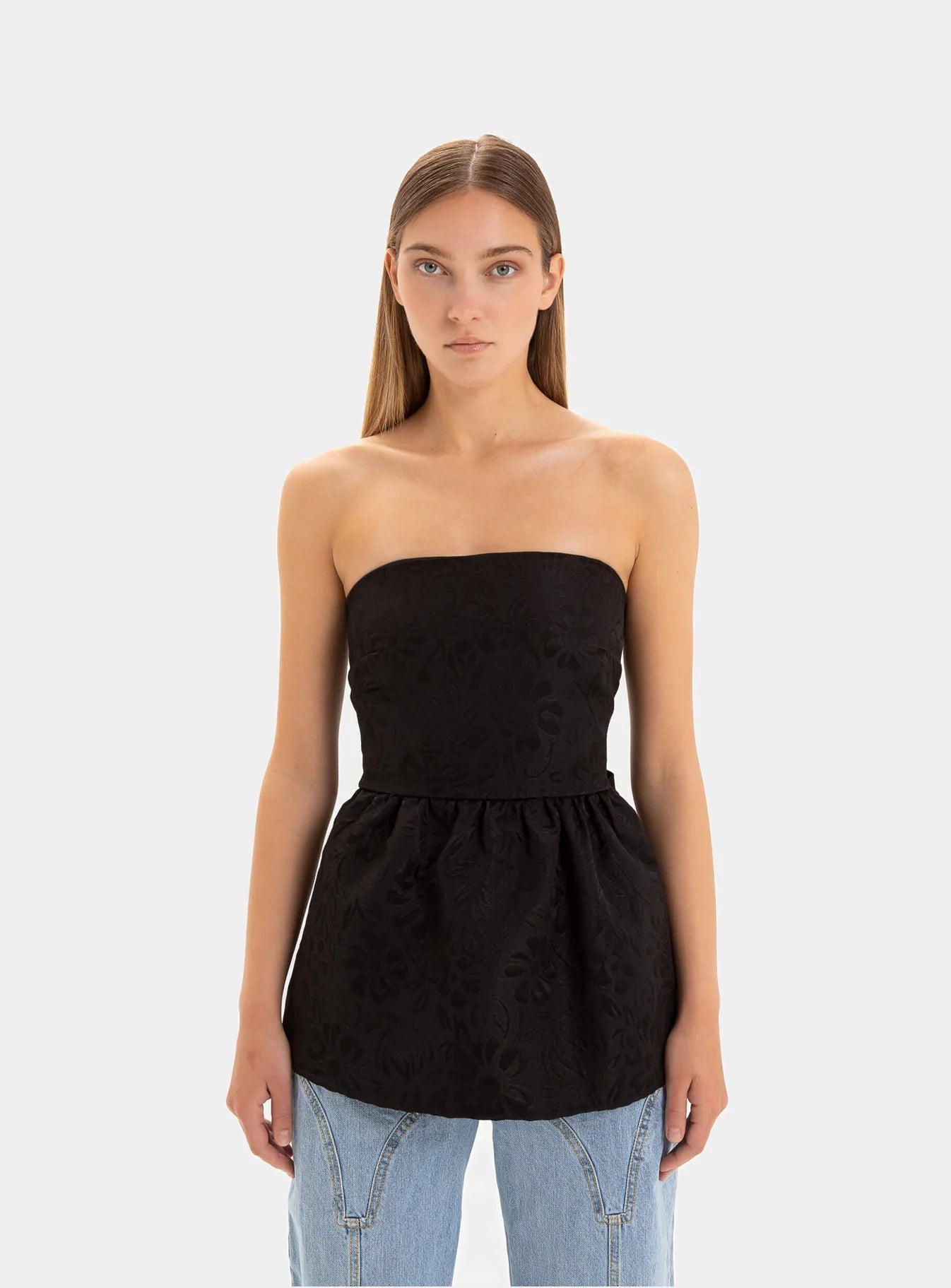 Cecile black strapless top - Laagam